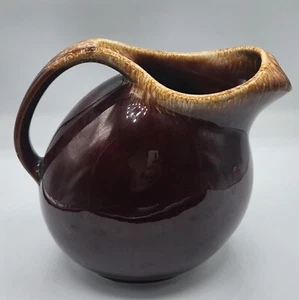 Vintage Hull House 'n Garden Ice Jug 2 Quart Mirror Brown Glaze Drip Ovenproof - Picture 1 of 11