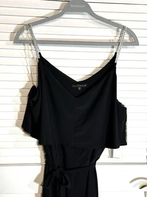 Tiana B Sleeveless Black Maxi Dress 2 Tiered Chain Straps Size XL Women NWT - Image 1 of 4