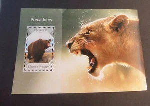 St Thomas & Prince Island 2014 predators Panther Lion bear MS MNH UM unmounted - Picture 1 of 1