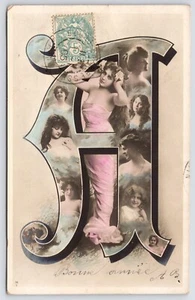 Letra grande alfabeto letra francesa "A" precioso vestido de gasa para damas 1905 piezas - Imagen 1 de 2