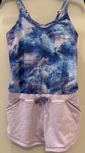 IVIVVA by Lululemon Tye Die Purple Blue Girls Athletic Romper Girls SIZE 14 - Picture 1 of 15