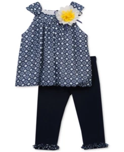 Rare Editions Baby Mädchen Outfit Tunika Leggings ärmellos marine Baby Größe 24M - Bild 1 von 9