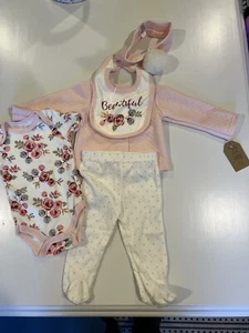 Chick Pea Newborn Girl Pink Floral Matching Set Size 3-6 Months NWT - Picture 1 of 6