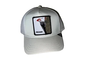 Goorin Bros The Farm Animal Trucker PECKER picchio uccellino bianco snapback nuovo - Foto 1 di 3