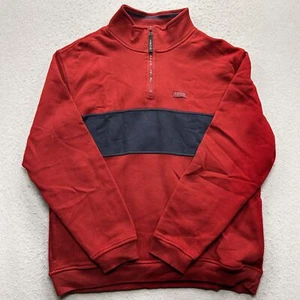Izod Men's Large Red and Navy Blue Quarter-Zip Pullover Sweater - Picture 1 of 8