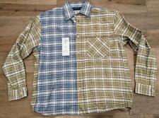 $770 Mens MARNI Pieced Plaid LS Button Up Sport Blue/Gold 50 US Large