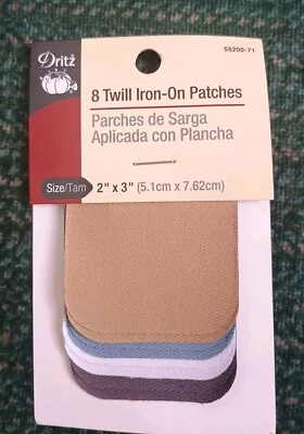 Dritz Twill, 2 x 3-Inch, 8 Count, Assorted Iron-On Patches, Light Colors - Image 1 of 4