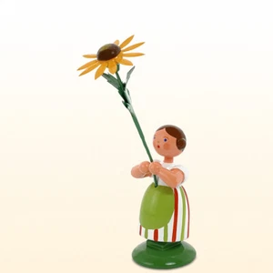 WEHA Blumenkind Wiesenblumenmädchen mit gelben Sonnenhut ca. 11cm, 1044 original - Bild 1 von 3
