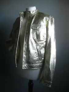 RALPH LAUREN Gold leather Jacket Trucker 12 10 biker soft lamb TRANSITION22 - Imagen 1 de 23