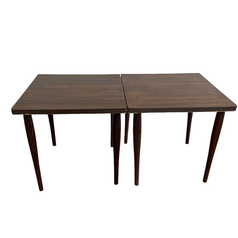 Vintage Small Formica Side Table Plant Stand with Wood Legs (Set of 2) Cover