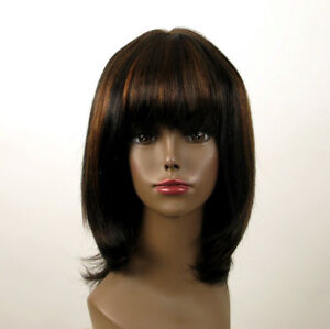 perruque afro femme 100% cheveux naturel carré méchée noir/cuivré ISA 01/1b30