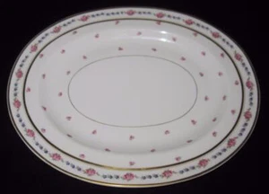 Bernardaud Limoges THE FONTENAY Pink Roses Blue Flowers 16" Oval Serving Platter - Picture 1 of 1