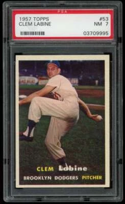 1957 Topps #53 Clem Labine PSA 7 Dodgers  (9995) - Image 1 of 2