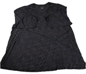 Catherines Plus Black Striped 3/4 Sleeve Top Tunic Blouse 4X 30/32W - Picture 1 of 14