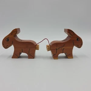 Volkskunst Esel Holz Salz & Pfefferstreuer Set Vintage Handarbeit Souvenir Lakeport - Bild 1 von 9