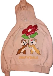 ZARA GIRLS YOUTH SIZE 8 DISNEY CLASSICS CHIP & DALE CHARACTER SWEATSHIRT HOODIE - Picture 1 of 12