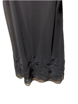 Halston XL Negro Transparente Camisón Slip Floral Bordado Nuevo con Etiquetas Forrado Foto 1 de 4