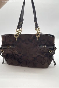 Coach Borsa Monografia in Tessuto Marrone - Taglia M - Foto 1 di 12