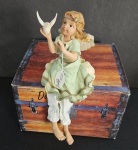 Figurina Papà Gambe Lunghe 8" 1999 Serie Angelo "Ariel" Seduto con Uccellino Nuova - Foto 1 di 12