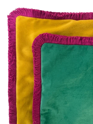 New Velvet Cushion Cover With Brush Fringe Pillowcase Home & Hotel  Made in Uk - Image 1 of 4