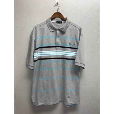 Camisa Polo Y2K Coogi Gris Azul Rayas Cuello Camiseta De Gran Tamaño Años 2000 XL Foto 1 de 4