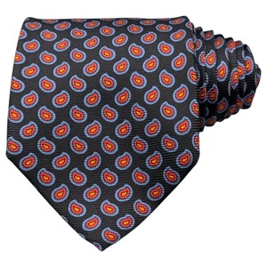 Polo Ralph Lauren Paisley Tie Black Blue Red Yellow 100% Silk Handmade USA 59" - Picture 1 of 8