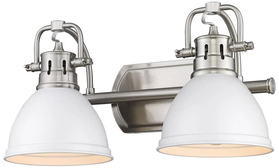 Duncan 16 1/2" Ancho Peltre y Blanco 2 Luces Luz Baño Luz Foto 1 de 1