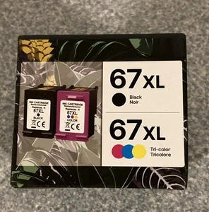 1 Packung schwarze und dreifarbige 67XL Tintenpatrone mit hoher Reichweite. HP kompatibel. - Bild 1 von 3