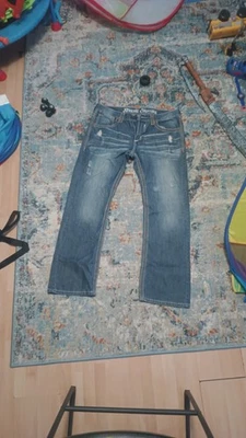 Pantalones de mezclilla para hombre Xtreme Couture by Affliction 36x32 vintage Y2K holgados tachonados cruzados  Foto 1 de 4