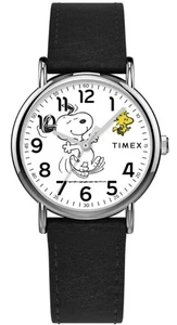 Timex x Peanuts Snoopy Dancing Leather Strap Quartz Unisex Watch TW2Y31000 - Picture 1 of 3