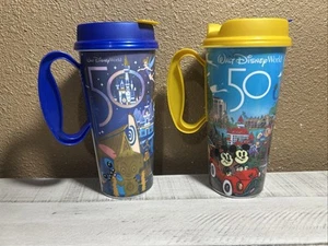 Zwei Walt Disney World 50. Jubiläum Resort Kunststoff nachfüllbare Reisebecher - Bild 1 von 13