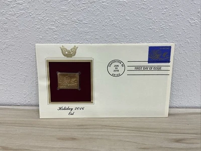 Réplica de sello de cubierta de oro de 22kt primer día de emisión vacaciones 2016 EID Foto 1 de 3