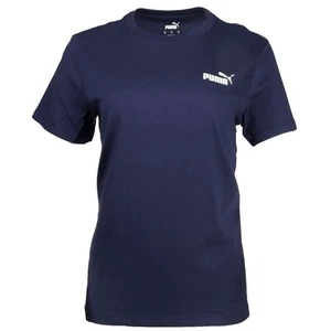 PUMA Essentials Small Logo Crew Neck Short Sleeve T-Shirt Womens Blue Casual Top - Picture 1 of 3