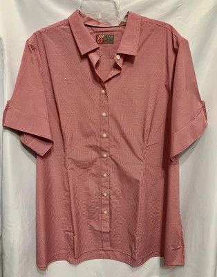 Chic-Fil-A TeamStyle Employee Shirt 3X Red White Gingham Buttoned Up Collar - Image 1 of 4