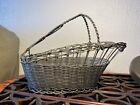 VTG Early 20th Century Ornate France Silver Plated Woven Wire SLED Metal Basket
