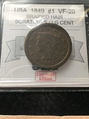 1849   USA, Large One Cent..Braided Hair; Scratches - Image 1 of 4
