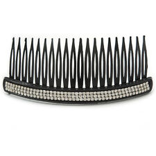 Black Acrylic With Clear Crystal Accent Hair Comb - 11cm