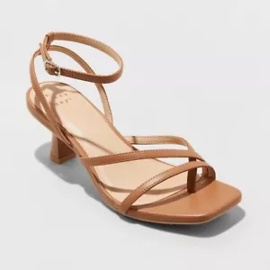 Women's Gisele Strappy Heels Brown Size 12 - a New Day Light - Picture 1 of 4