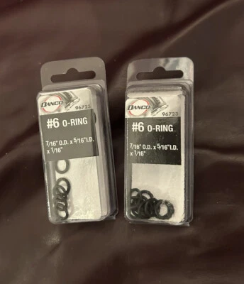 LOT of 2 Packs, 20 total 96723 #6 O-Rings 7/16" O.D. x 5/16" I.D. x 1/16" Danco - Image 1 of 2