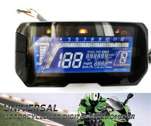 12V Motorcycle Digital Speedometer Odometer RPM Speed Fuel Gauge Universal - Picture 1 of 12