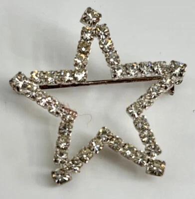 Broche Estrella Abierta Cristal Transparente en Tono Plata/1 3/8" A Través Foto 1 de 2