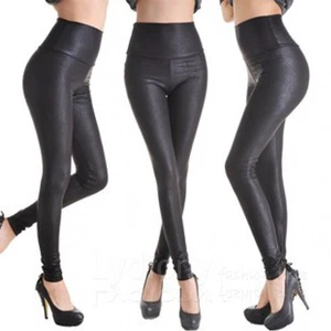 Wet Snake Skin/Leather Look Lady High Waist Leggings Tight Pants Ladies Womens - Picture 1 of 3