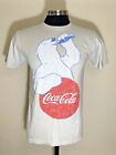 Coca Cola Logo Polar Bear Medium T-Shirt Light Blue Distressed Retro Summer Soda