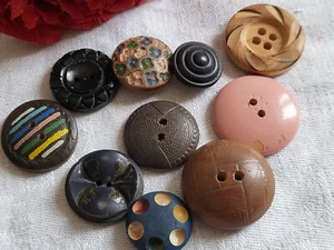 Panachélot 10 boutons anciens en bois vintage 1,5 à 2,7 cm ref 2611 - Bild 1 von 4