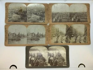 (5) Circa 1898-1903 Sterioview Karten von Paris, New York, Rom Sehenswürdigkeiten - Bild 1 von 5