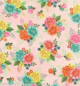 1/2 Yard - Moda Basic Grey Fresh Cut pink Floral Bouquet quilting fabric - Picture 1 of 1