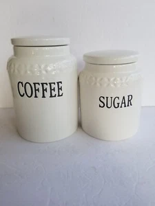 Thl Ceramic Coffee & Sugar Canister Set of 2 - Picture 1 of 5