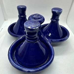 Moroccan Tagine Triple Spice  Salt  Pepper & Condiment Dispenser Cobalt Blue - Picture 1 of 12