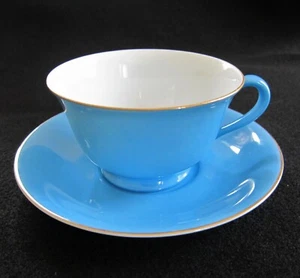 Noritake Teacup & Saucer Art Deco Hand Painted Blue Gold Rim c1940 (1 or more) - Picture 1 of 10