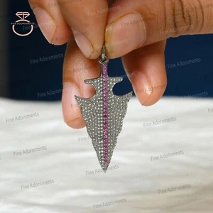 Colgante punta de flecha de piedras preciosas de rubí natural plata de ley 925 flecha encanto joyería - Imagen 1 de 6